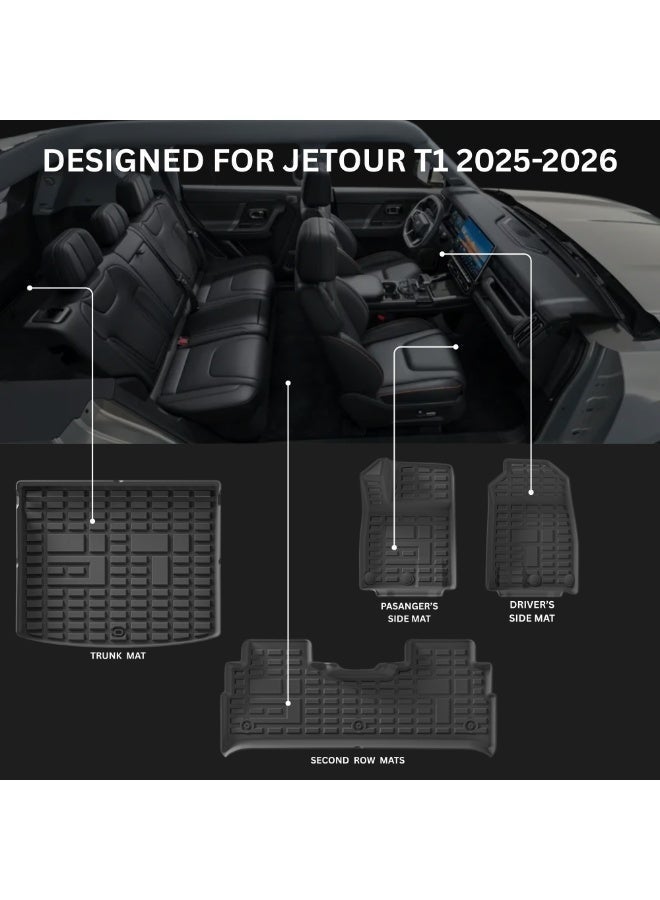 MOTOR FIT 3D Car Floor Mats Set for Jetour T1 2025–2026 | Custom Fit All-Weather Car Mats | Jetour Interior Accessories | Eco-Friendly, Odorless, Waterproof, Anti-Slip Interior Protection - Image 3